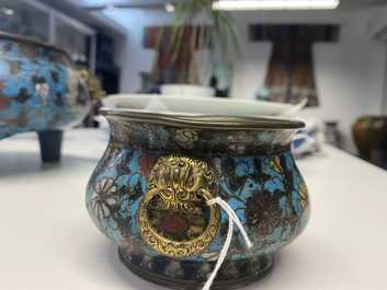 A Chinese cloisonn&eacute; censer, Ming