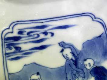 A Chinese square blue and white bowl, Chenghua mark, Kangxi