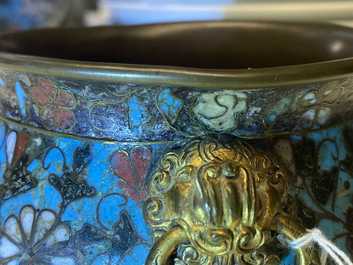 A Chinese cloisonn&eacute; censer, Ming