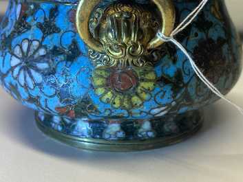 A Chinese cloisonn&eacute; censer, Ming
