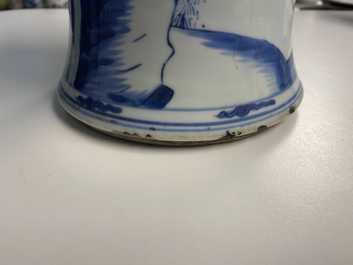 A Chinese blue and white vase with a figurative scene, Kangxi