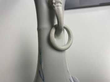 Two Chinese blue and white vases with elephant handles, Kangxi