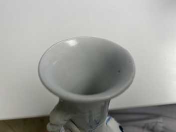 Two Chinese blue and white vases with elephant handles, Kangxi