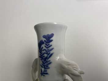 Two Chinese blue and white vases with elephant handles, Kangxi