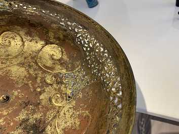 A large Chinese cloisonn&eacute; tripod censer and cover, Qianlong