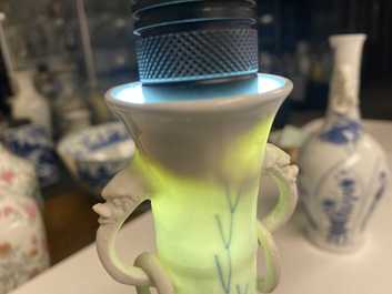 Two Chinese blue and white vases with elephant handles, Kangxi