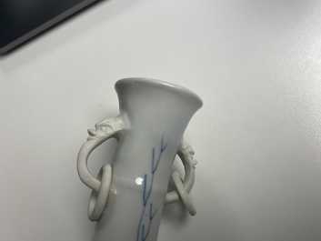 Two Chinese blue and white vases with elephant handles, Kangxi