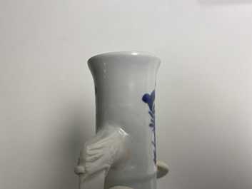 Two Chinese blue and white vases with elephant handles, Kangxi