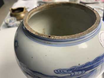 A Chinese blue and white vase with a figurative scene, Kangxi