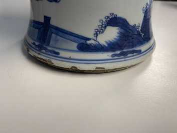 A Chinese blue and white vase with a figurative scene, Kangxi