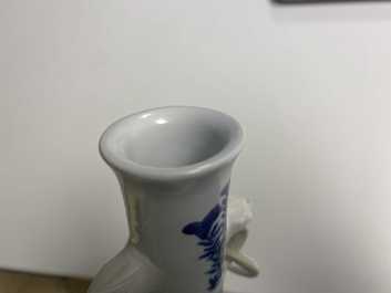Two Chinese blue and white vases with elephant handles, Kangxi