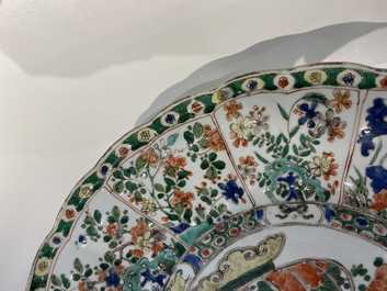 A Chinese famille verte 'flower basket' dish, Kangxi
