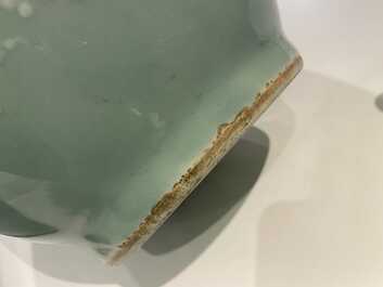 A Chinese blue and white celadon-ground vase, Qianlong