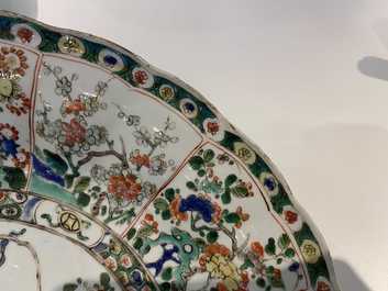 A Chinese famille verte 'flower basket' dish, Kangxi