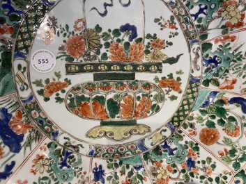 A Chinese famille verte 'flower basket' dish, Kangxi