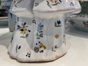 Un bougeoir en forme de chinois en fa&iuml;ence de Lille polychrome, France, 18&egrave;me