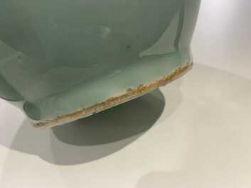 A Chinese blue and white celadon-ground vase, Qianlong