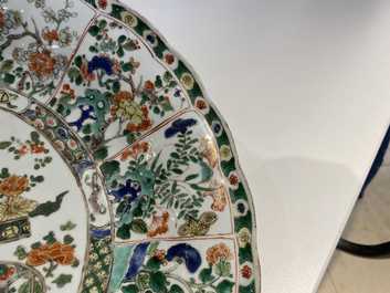 A Chinese famille verte 'flower basket' dish, Kangxi