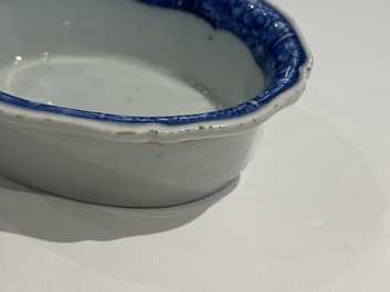 A pair of Chinese blue and white salts after European silver examples, Qianlong