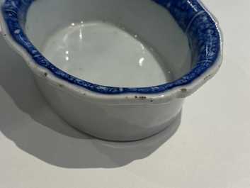 A pair of Chinese blue and white salts after European silver examples, Qianlong