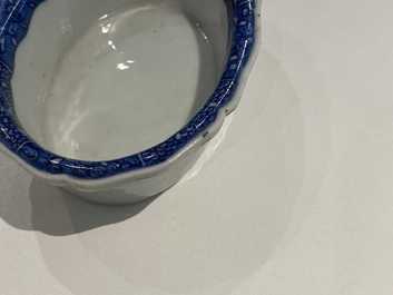 A pair of Chinese blue and white salts after European silver examples, Qianlong