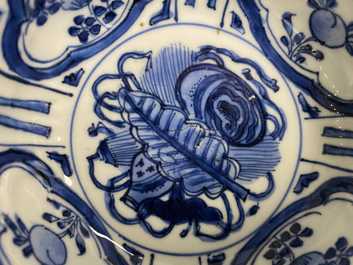 Five Chinese blue and white kraak porcelain bowls, Wanli