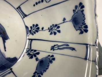 Five Chinese blue and white kraak porcelain bowls, Wanli