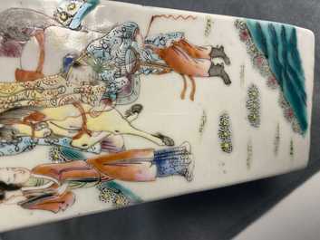 A Chinese square famille rose vase, 19th C.