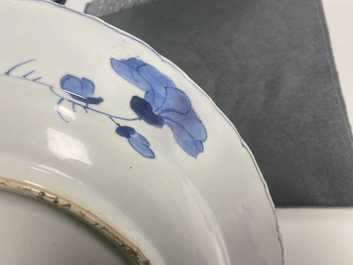 Six Chinese blue and white dishes and plates, Kangxi and later