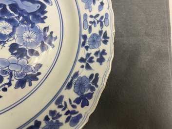 Six Chinese blue and white dishes and plates, Kangxi and later