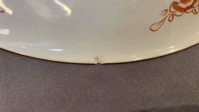 A Chinese famille verte dish with floral design, Kangxi