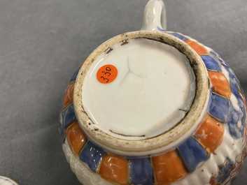 A Chinese famille verte teapot, an Imari-style teapot and an Amsterdam bont teapot, Kangxi and 19th C.