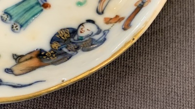 Vijf Chinese doucai lepels, 19/20e eeuw