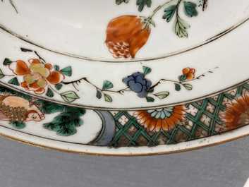 Vier Chinese famille verte schotels, Kangxi
