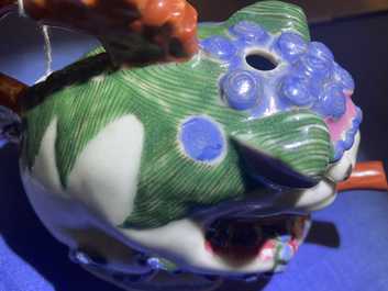 A Chinese famille rose 'Buddhist lion' ewer, Qianlong/Jiaqing