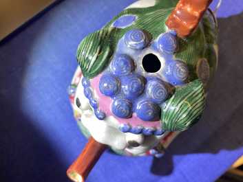 A Chinese famille rose 'Buddhist lion' ewer, Qianlong/Jiaqing
