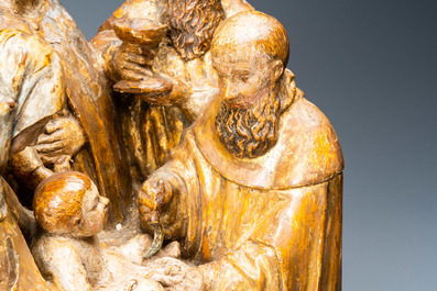 A partly gilded polychrome wooden 'Circumcision' group, Flanders, 16th C.