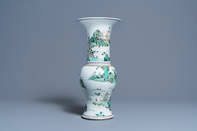 A Chinese famille verte 'yenyen' vase with a landscape, Kangxi