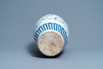 A Chinese blue and white 'meiping' vase with a dragon, Wanli mark, 19th C.
