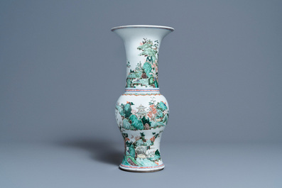 A Chinese famille verte 'yenyen' vase with a landscape, Kangxi