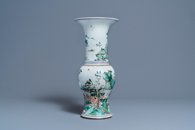 A Chinese famille verte 'yenyen' vase with a landscape, Kangxi