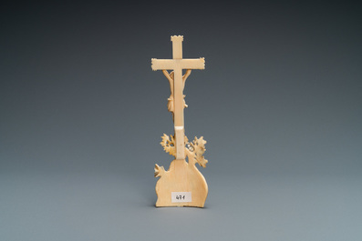 An ivory crucifixion group with Mary Magdalen beneath the cross, 18th C.