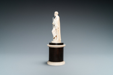 An ivory figure of a hermit with staff, Dieppe, 19th C.