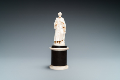 An ivory figure of a hermit with staff, Dieppe, 19th C.