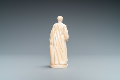 An ivory figure of a hermit with staff, Dieppe, 19th C.