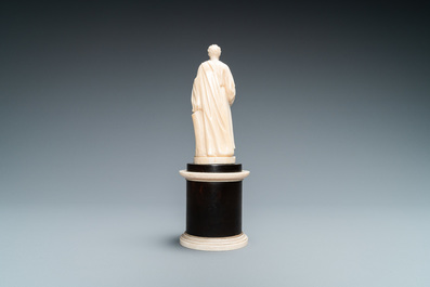 An ivory figure of a hermit with staff, Dieppe, 19th C.