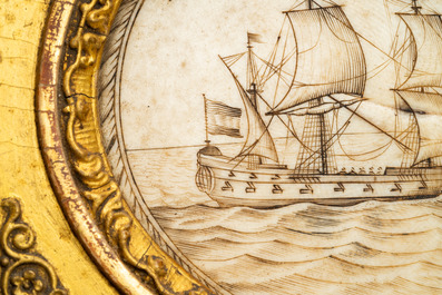 A French engraved ivory plaque inscribed 'S'il mollit, il n'entrera pas', 18th C.