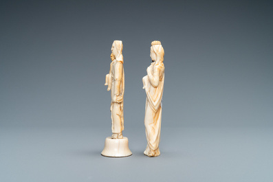 Two ivory figures of a Madonna with child, Dieppe, France, 18th C.