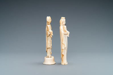 Two ivory figures of a Madonna with child, Dieppe, France, 18th C.