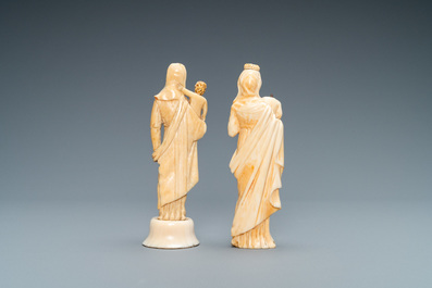 Two ivory figures of a Madonna with child, Dieppe, France, 18th C.